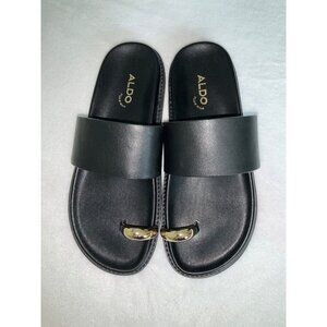 Aldo Black Sandals with Gold Accent